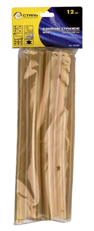 Стержни клеевые 11.2*200мм., желтые, 12шт./уп. СТАЛЬ 80230(80230)