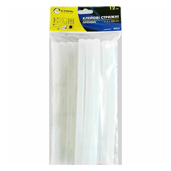Стержни клеевые 11.2*200мм., прозрачные, 12шт./уп. СТАЛЬ 80210(80210)
