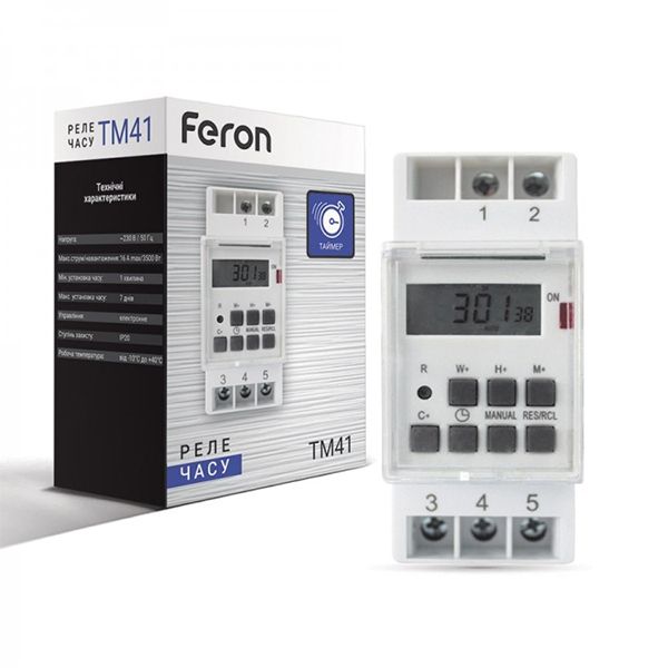 Реле часу FERON електронне TM41 тиж. IP20(23248)