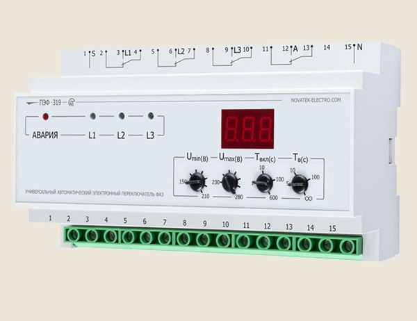 Переключатель фаз электронный ПЭФ-319 Новатек(NTPEF3190)