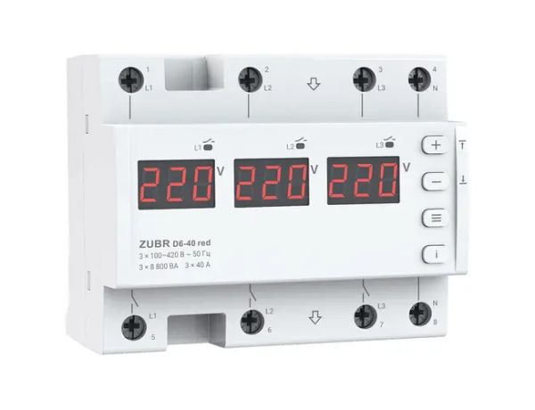 Реле напряжения  ZUBR D6-40 red(4820120222139)