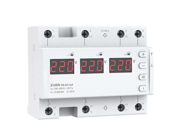 Реле напряжения  ZUBR D6-63red(4820120222153)