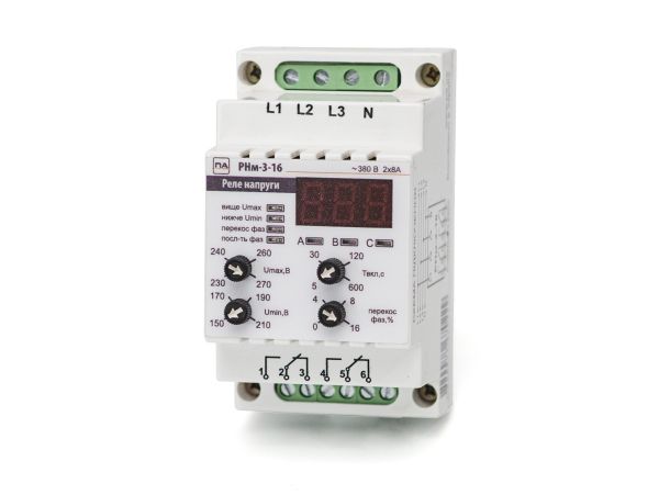 Реле напряжения РНм-3-16 16A DIN Промавтоматика(РНм-3-16)