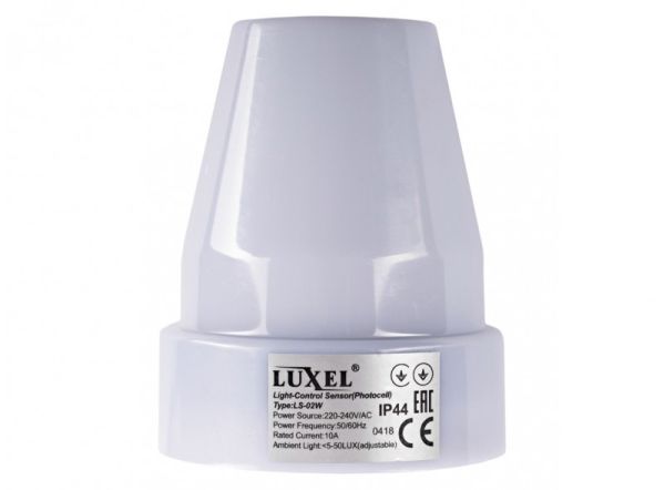 Датчик света 10А IP44, 5-50 LUX (LS-02W)((LS-02W))