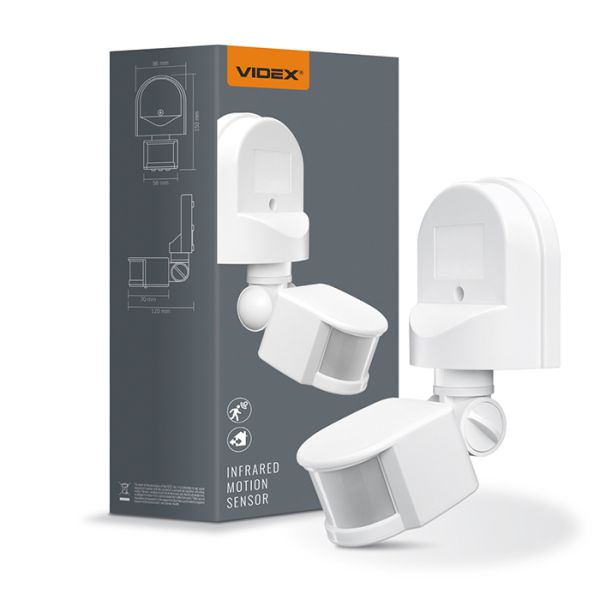 Датчик движения VIDEX VL-SPW02W 180*, 1200W белый IP44 инфракрасный(VL-SPW02W)