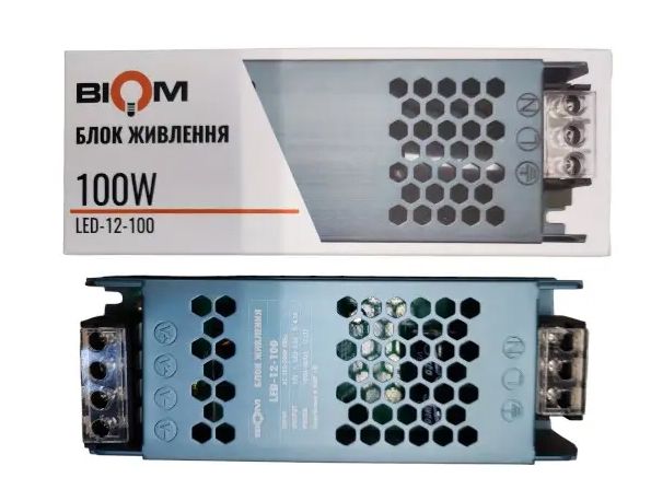 Блок питания ОЕМ DC12 100W 8,3A ІР20 LED-12-100 Biom(LED-12-100)