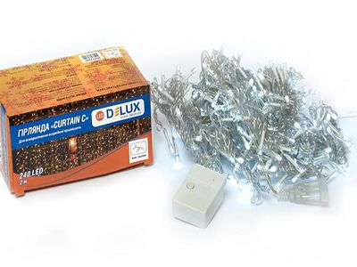 Гірлянда внут. DELUX CURTAIN-С 240 LED 2*2м біл/прозор. IP20(90017992)