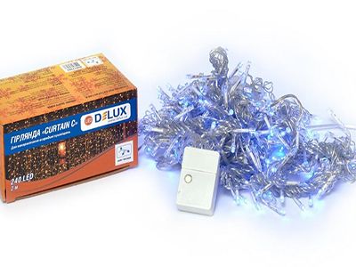 Гірлянда внут. DELUX CURTAIN-С 240 LED 2*2м син/прозр. IP20(90017993)