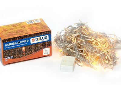 Гірлянда внут. DELUX CURTAIN-С 240 LED 2*2м тепл_біл/прозр. IP20(90017991)
