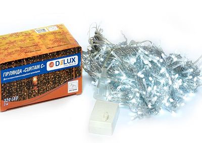 Гірлянда внут. DELUX CURTAIN-С 320 LED 3*3м біл/прозр. IP20(90017998)