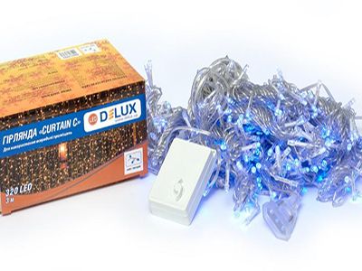 Гірлянда внут. DELUX CURTAIN-С 320 LED 3*3м син/прозр. IP20(90017999)