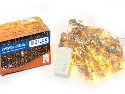 Гірлянда внут. DELUX CURTAIN-С 320 LED 3*3м тепл_біл/прозр. IP20(90017997)