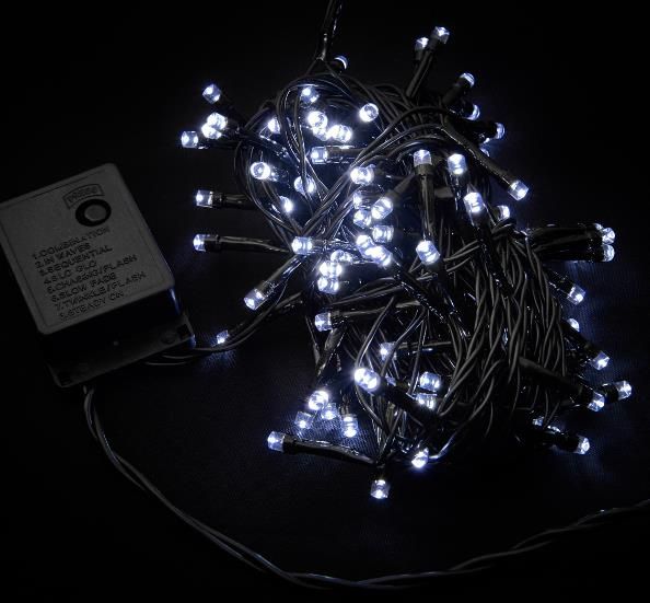 Гірлянда внут. DELUX STRING С_100LED 5м білий/чорн IP20(90009493)