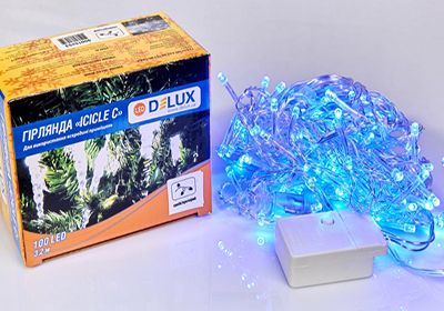 Гірлянда внутр. DELUX ICECLE 100LED 3,2*0.7m син/прозр IP20(90015253)