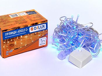 Гірлянда внутр. DELUX ICECLE 75LED 2*0.7m син/прозр IP20 арт.90017984(90017984)