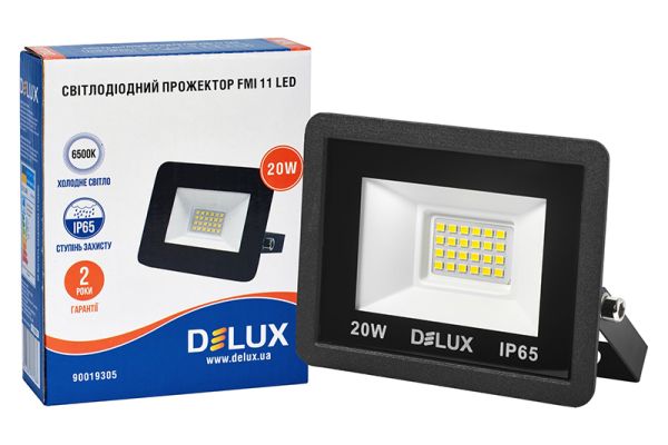 Прожектор DELUX FMI11 LED 20Вт 6500K IP65 чорн.(90021205)