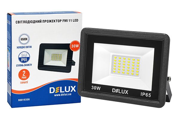 Прожектор DELUX FMI11 LED 30Вт 6500K IP65 чорн.(90021206)