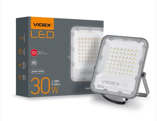 Прожектор LED VIDEX 30W 5000K 12-48V сірий (VL-F2-305G-12V)(VL-F2-305G-12V)