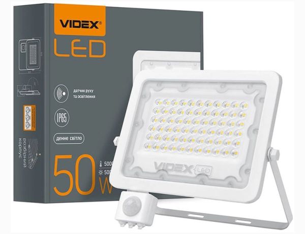 Прожектор LED VIDEX 50W 5000K 220V белый с Д/Д (VL-F2e505W-S)(VL-F2e505W-S)