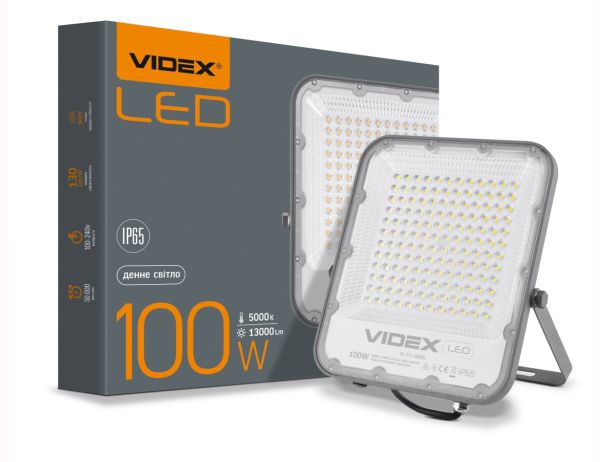 Прожектор LED VIDEX PREMIUM F2 100W 5000K AC 100-240 V серый (VL-F2-1005G)(VL-F2-1005G)