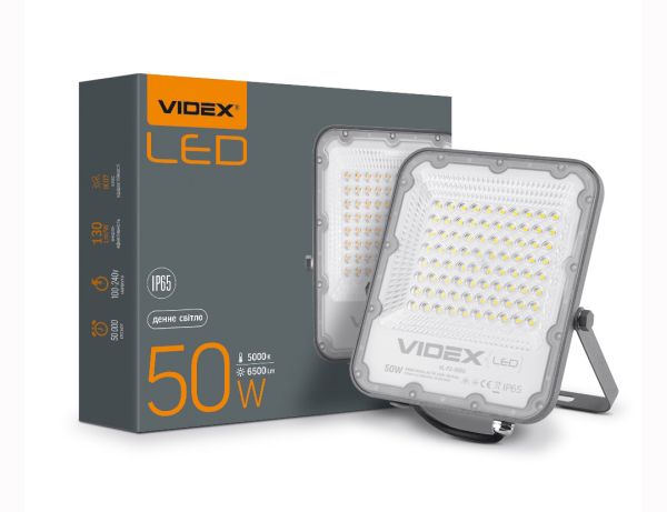 Прожектор LED VIDEX PREMIUM F2 50W 5000K AC 100-240 V сірий (VL-F2-505G)(VL-F2-505G)