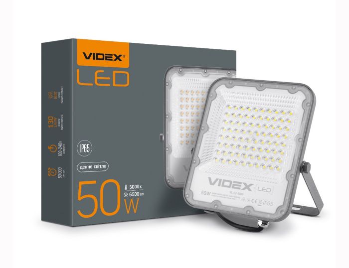 Прожектор LED VIDEX PREMIUM F2 50W 5000K AC 100-240 V серый (VL-F2-505G)(VL-F2-505G)