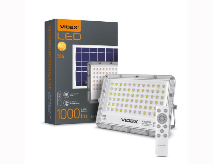 Прожектор LED VIDEX автономный 50W 1000LM 5000K 3.2V VL-FSO2-505(VL-FSO2-505)