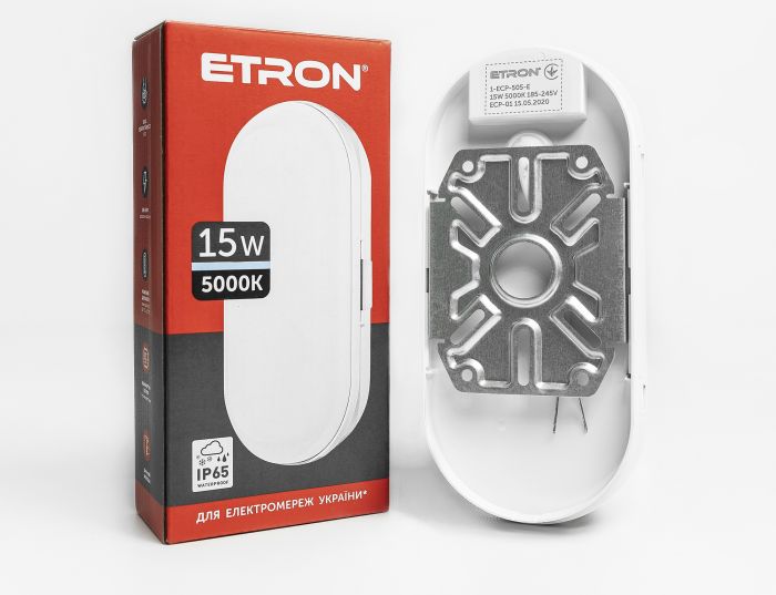 Светильник LED ETRON 15W 5000K овал 1-ECP-505-E IP65(1-ECP-505-E)
