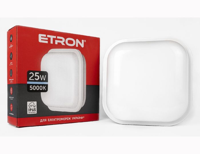 Светильник LED ETRON 25W 5000K квадрат 1-ECP-510-S IP65(1-ECP-510-S)