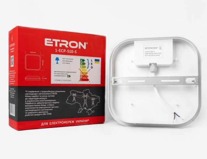 Светильник LED ETRON 25W 5000K квадрат 1-ECP-510-S IP65(1-ECP-510-S)