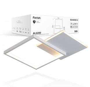Світильник AL6200 QUADRO S 50W 2700-6500K 2300Lm FERON квадрат 450х350х60mm(7501)