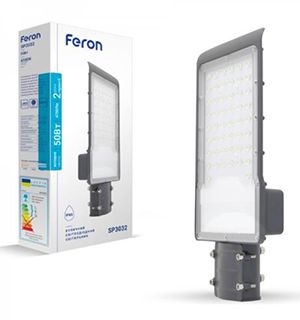 Світильник вуличний LED SP3032 50W сірий 6500K 230V IP65 FERON 355*155*57мм(7452)