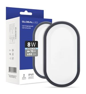 Світильник GLOBAL LED HPL 8W 5000K E овал (1-HPL-002-E), ЖКХ, ІР65 ()(1-HPL-002-E)