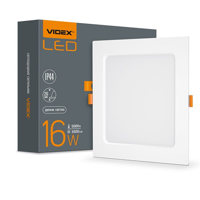 Світильник вбуд. квадрат 16W 5000K 220V ІР44 VL-DLBS-165 LED VIDEX(VL-DLBS-165)