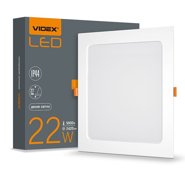 Світильник вбуд. квадрат 22W 5000K 220V ІР44 VL-DLВS-225 LED VIDEX(VL-DLBS-225)
