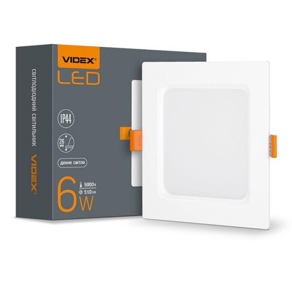 Світильник вбуд. квадрат 6W 5000K ІР44 VL-DLВS-065 LED VIDEX(VL-DLBS-065)