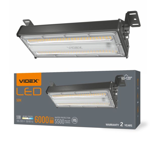 Світильник висотний 50W 5000K 6000Lm 220V чорний ІР65 VL-HB022-0505B LED VIDEX(VL-HB022-0505B)
