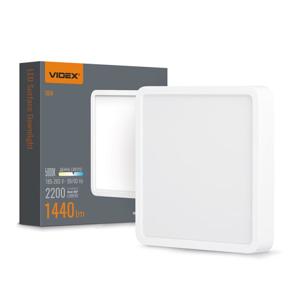 Світильник накладний квадрат 18W 5000K 220V ІР20 White VL-DLSS-185 LED Videx(VL-DLSS-185)
