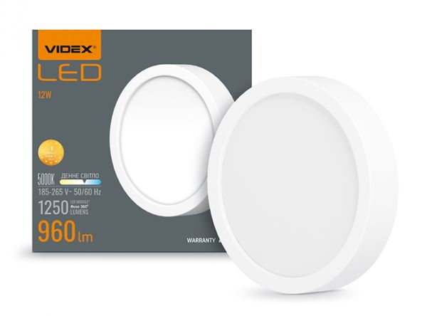 Світильник накладний коло 12W 5000K 220V ІР20 White VL-DLRS-125 LED VIDEX(VL-DLRS-125)