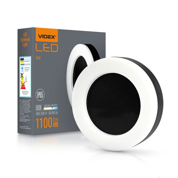 Світильник накладний коло 15W 5000K 220V ІР65 Black VL-BHFR-155B LED VIDEX(VL-BHFR-155B)