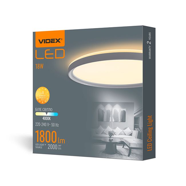Світильник накладний коло 18W 4000K 220V ІР20 білий з декоративною підсвіткою VL-DL3R-184W LED VIDEX(VL-DL3R-184W)