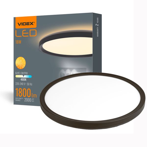 Світильник накладний коло 18W 4000K 220V ІР20 чорний з декоративною підсвіткою VL-DL3R-184B LED VIDEX(VL-DL3R-184B)