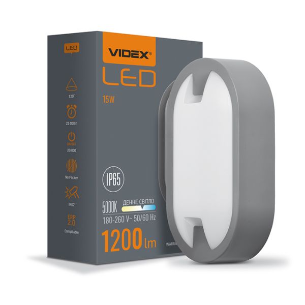 Світильники накл. овал 15W 5000K 220V ІР65 VL-BH12O-155 LED VIDEX(VL-BH12O-155)