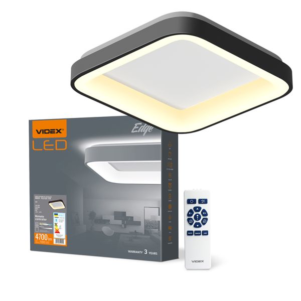 Світильник квадратний функціональний 72W 2700K-6000K ІР20 VLE-ESC-72B BLACK LED VIDEX(VLE-ESC-72B)