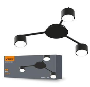 Світильник VIDEX під лампу 3xGX53 VL-SPF20B-B накладний чорний(VL-SPF20B-B)