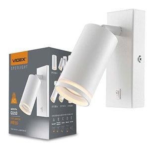 Світильник VIDEX під лампу  GU10 SPF05E- настінний з кнопкою білий(VL-SPF05E-W)