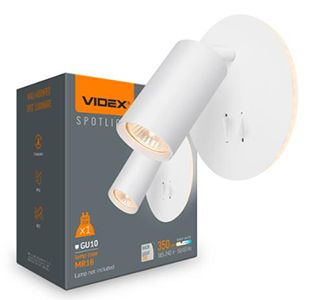 Світильник VIDEX під лампу GU10 VL-SPF24E-W накладний з підсвіткою та кнопкою білий(VL-SPF24E-W)