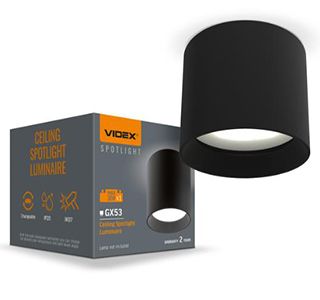 Світильник VIDEX під лампу GX53 VL-SPF15A-B накладний чорний(VL-SPF15A-B)