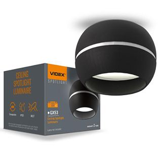 Світильник VIDEX під лампу GX53 VL-SPF16A-B універсальний чорний(VL-SPF16A-B)