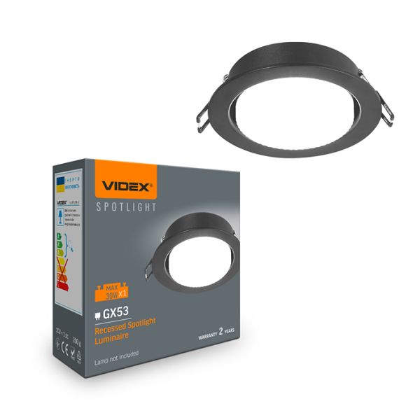 Светильник VIDEX под лампу GX53 VL-SPF27R-B врезной черный(VL-SPF27R-B)